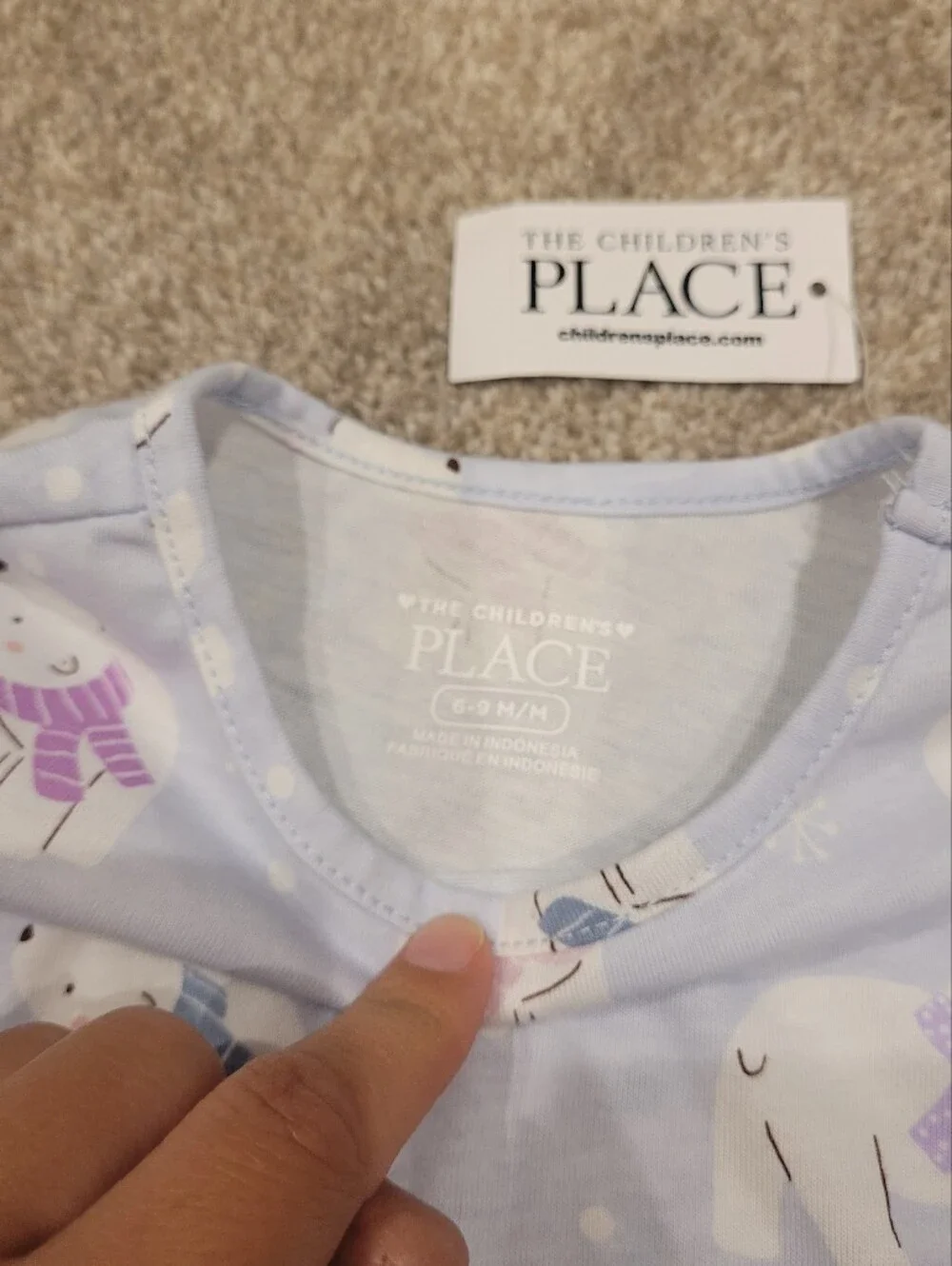The Children's Place Lavender Polar Bear Print Long Sleeve Dress NWT 6-9 Months